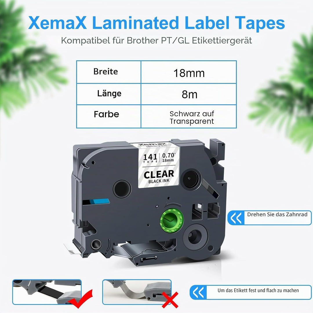 4x XemaX Etikettenband Kompatibel für Brother P-touch Bänder 18mm TZe-141 TZ-141 Schriftbänder Schwa
