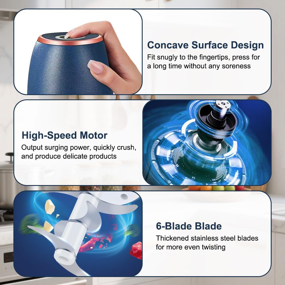Zerkleinerer Küche Elektrisch Mini Zwiebelschneider - 350ml Multizerkleinerer Kabelloser USB-Aufladu