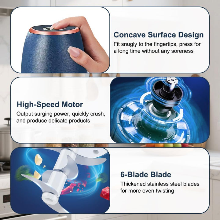 Zerkleinerer Küche Elektrisch Mini Zwiebelschneider - 350ml Multizerkleinerer Kabelloser USB-Aufladu
