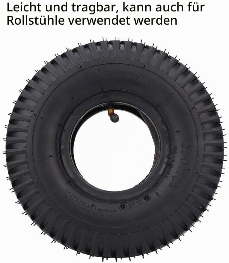 Rollstuhlreifen mit Innenrohr, Ersatzreifen Luftreifen, Verschleissfester Scooter Reifen 3.00-4/260X