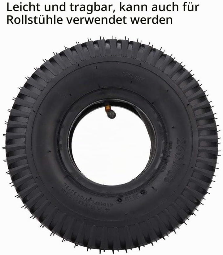Rollstuhlreifen mit Innenrohr, Ersatzreifen Luftreifen, Verschleissfester Scooter Reifen 3.00-4/260X