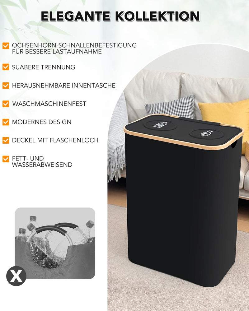 SOUTHGATE Pfandflaschen Sammelbehälter 2 Fächer, 140L Pfandbehälter, Leergut & Altglas Aufbewahrung