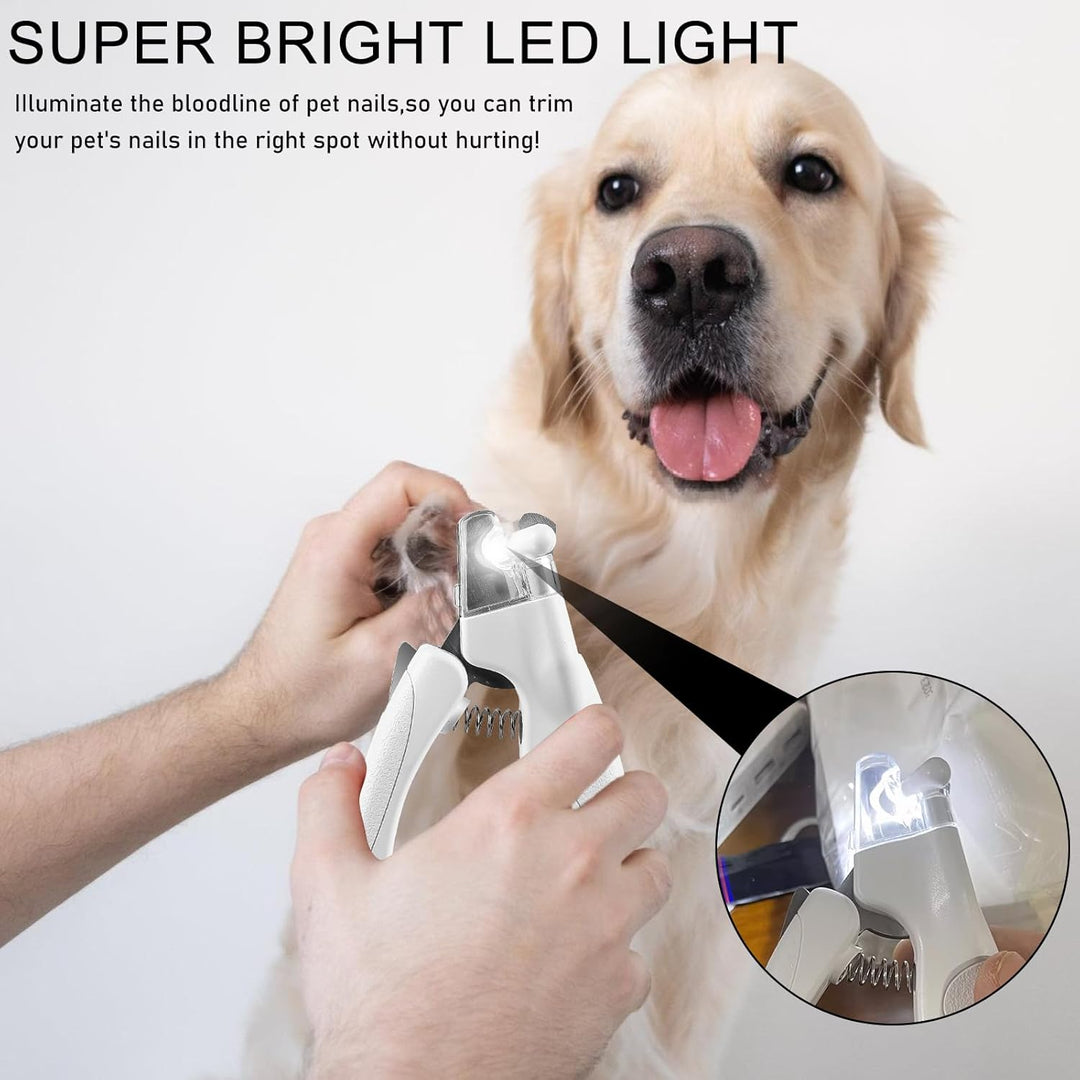 GOMETY Profi LED Hunde & Katzen Nagelknipser: Ergonomischer Griff, Sicherheitsverriegelung, für Mitt
