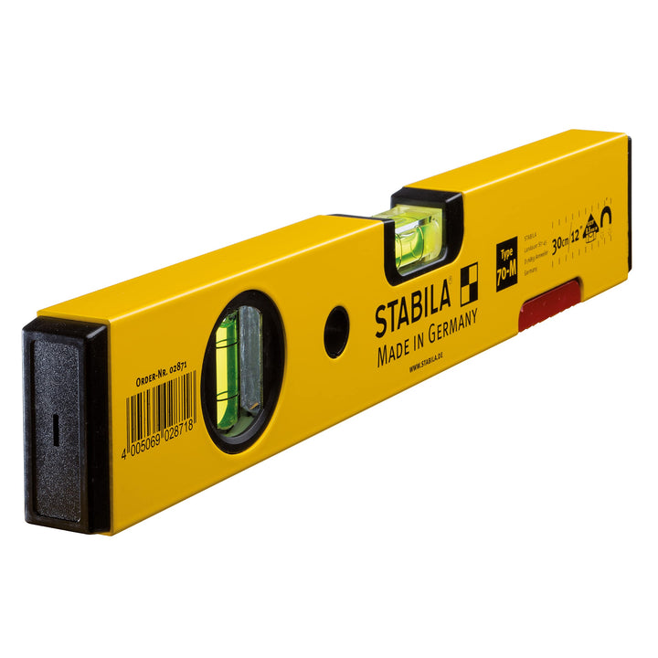 STABILA Magnet-Wasserwaage Type 70 M, 30 cm, leichtes Alu-Profil, starkes Seltenerd-Magnetsystem, 1