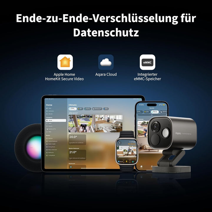 Aqara 4MP Kamera-Hub G5 Pro WLAN, Echtfarbe Nachtsicht Überwachungskamera Aussen, 2,4/5GHz, HomeKit