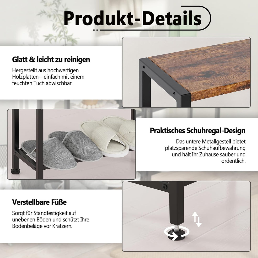 Schmaler Beistelltisch, Nachttisch, 2er Set, 3 Ablagen Nachttisch Schmal mit Stauraum, sofa beistell