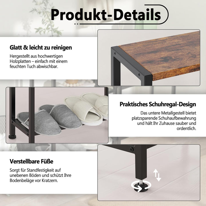 Schmaler Beistelltisch, Nachttisch, 2er Set, 3 Ablagen Nachttisch Schmal mit Stauraum, sofa beistell