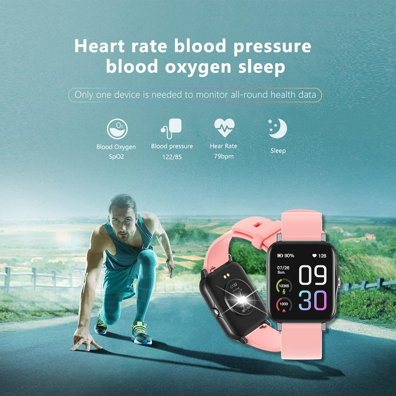 MicLee Damen Herren 1.69 Zoll Smartwatch Fitness Armband Fitness Tracker Schrittzähler Uhr Musiksteu