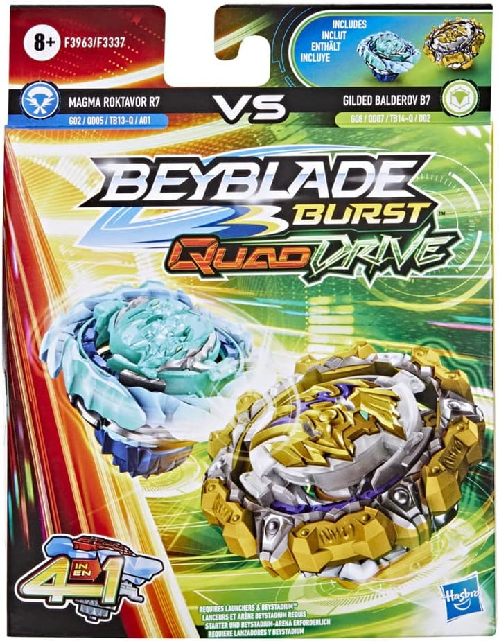 Beyblade Burst QuadDrive Magma Roktavor R7 und Gilded Balderov B7 Doppelpack − Battle Kreisel