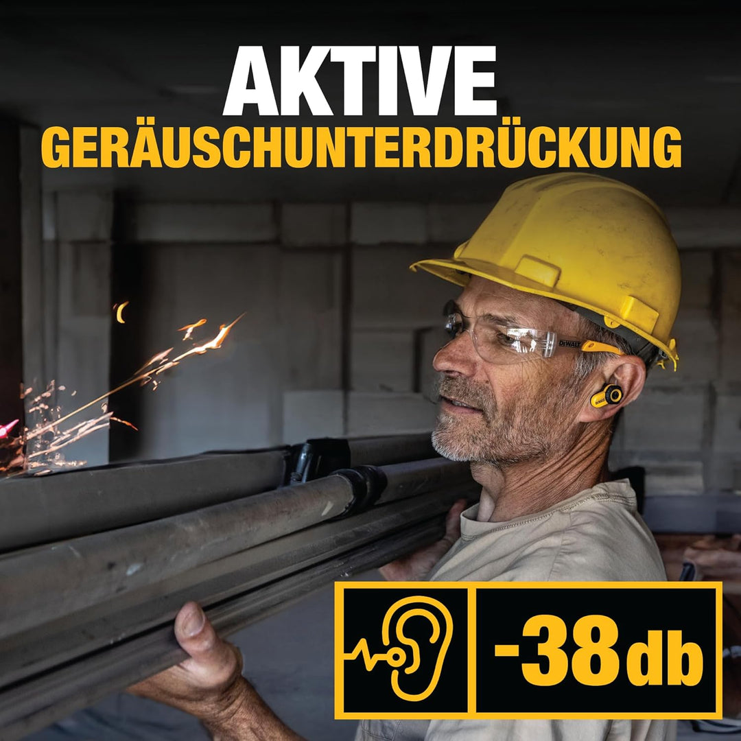 DEWALT Jobsite Pro X2 True Wireless Earbuds – Bluetooth 5.3 Kopfhörer mit Active Noise Cancelling, I