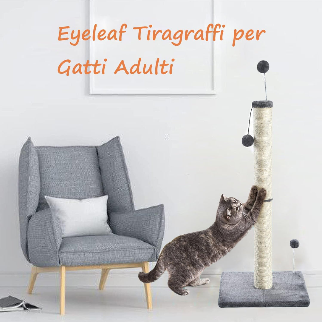 Kratzsäule für Katzen,Kratzbaum für Katzen 97cm Kratzsäule XXL Natural Sisal Seil Pole mit hängendem