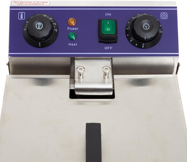 Elektro-Fritteuse 10 Liter – Edelstahl, 3000 W, Temperaturregelung bis 200°C, mit Frittierkorb – kom