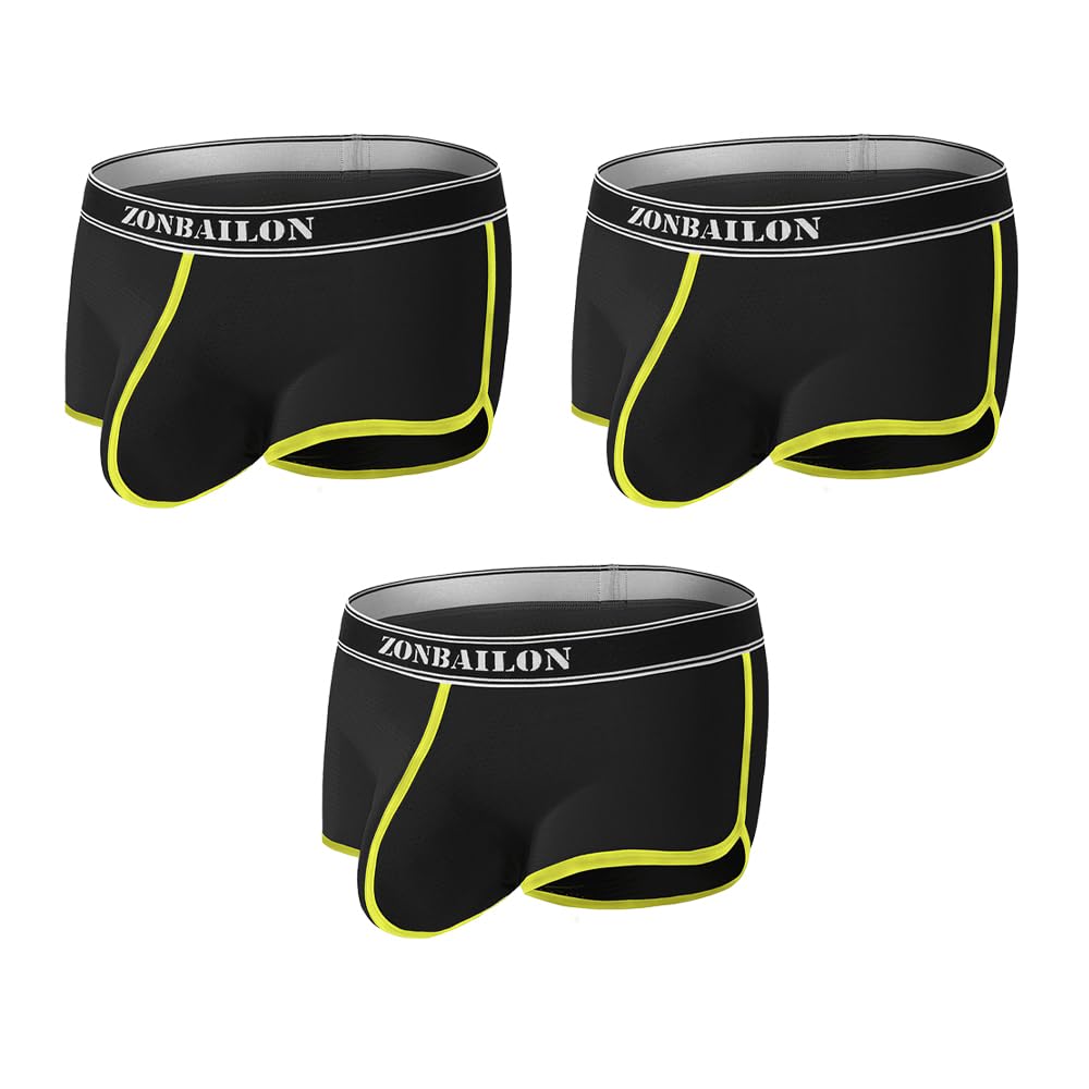 YAHWULAI HerrenBoxershorts Sexy Atmungsaktiv und Hautfreundlich Bequem M 3schwarz, M 3schwarz