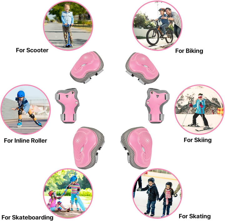 Kinder Schutzausrüstung 2-10 Jahre – Knieschoner, Ellenbogenschoner für Inliner, Rollschuhe, Skatebo