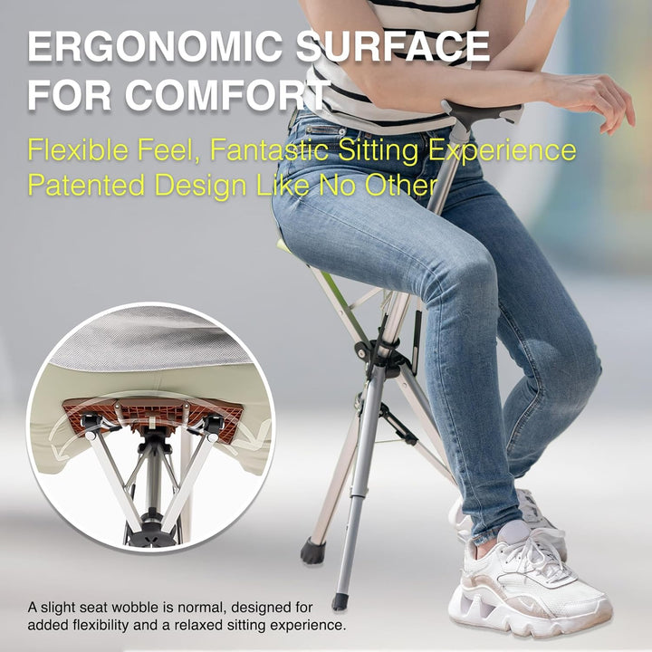 STEP2GOLD TA-Da Chair - Gehstock mit Sitz, ultraleichter Aluminiumrahmen & robuster Klapphocker (bis