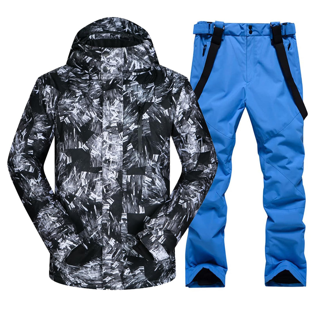 ALSOGO Herren Ski Jacke und Hosen Set Ski Anzug Winter Wasserdicht Winddicht Kapuze Schneemantel 2-S
