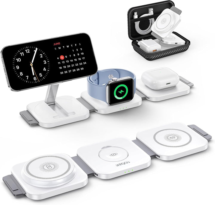 JARGOU 3 in1 Faltbare Ladestation für Apple, Ladestation Apple Watch und iPhone, Magnetisches Ladege