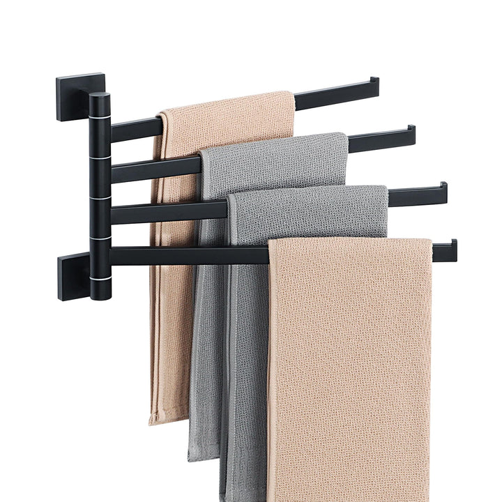 Mooche 180° Drehbarer Handtuchstange, 26cm 4-armig Quadratischer 304 Edelstahl Handtuchhalter zum Bo