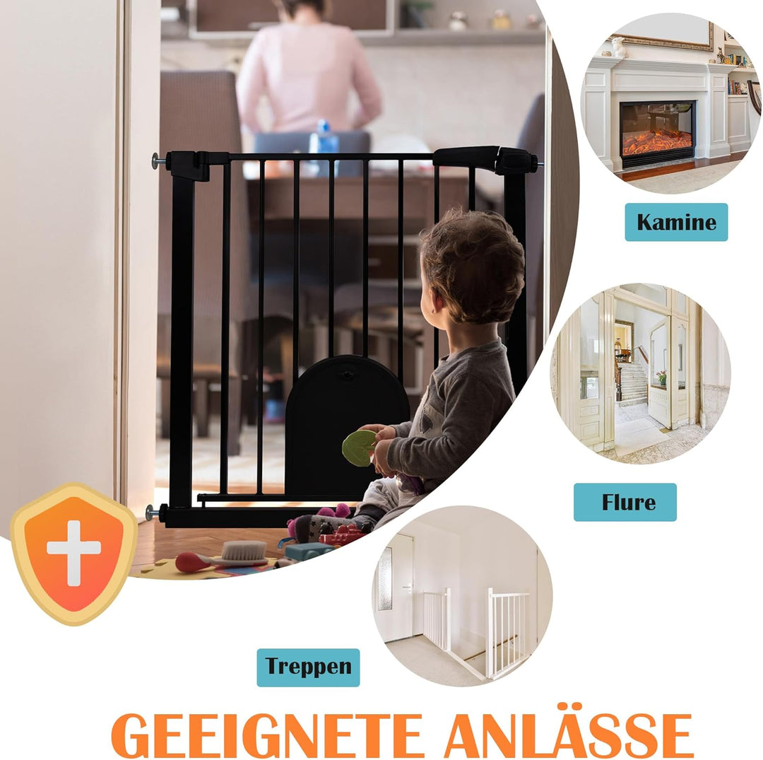Aufun Treppenschutzgitter Türschutzgitter Kinder ohne Bohren, für 85-95 cm breit, Türgitter mit Druc