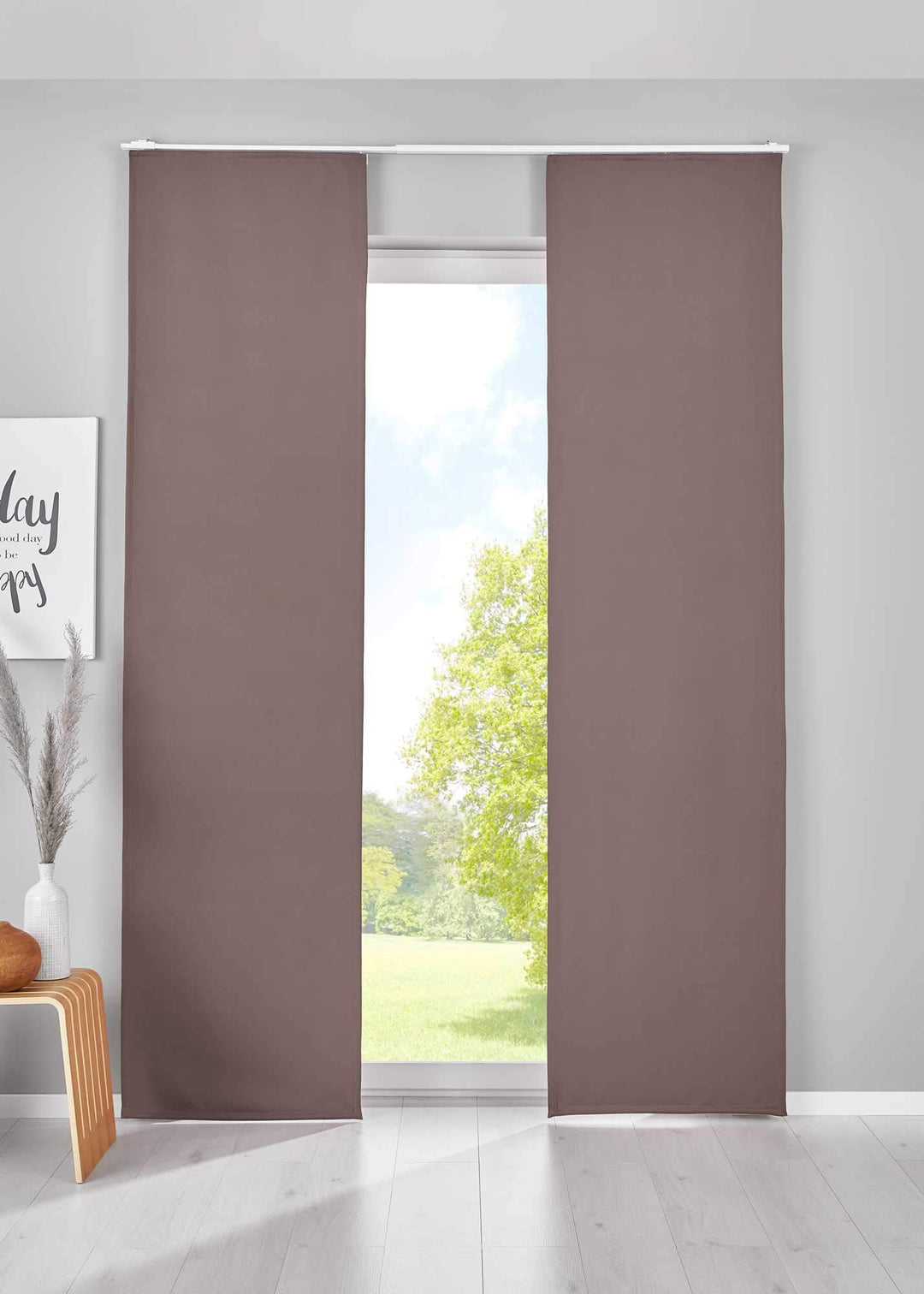 Gardinenbox 2er Set Verdunkelung Schiebegardinen »Newyork« HxB 145x60 cm Taupe Flächenvorhänge Panee