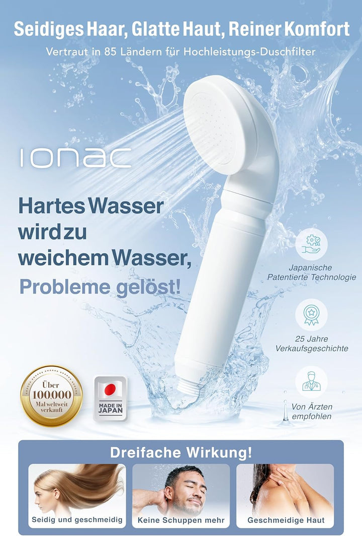 【Made in Japan & innovative Technologie】IONAC Duschkopf mit Filter, wasserenthärter Dusche, Spa zu H