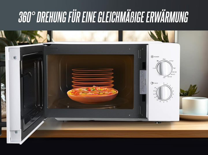 HEINRICHS Mikrowelle, kompakte Mikrowelle, 20L Volumen, 9 Leistungsstufen, inkl.35min.Timer, Defrost
