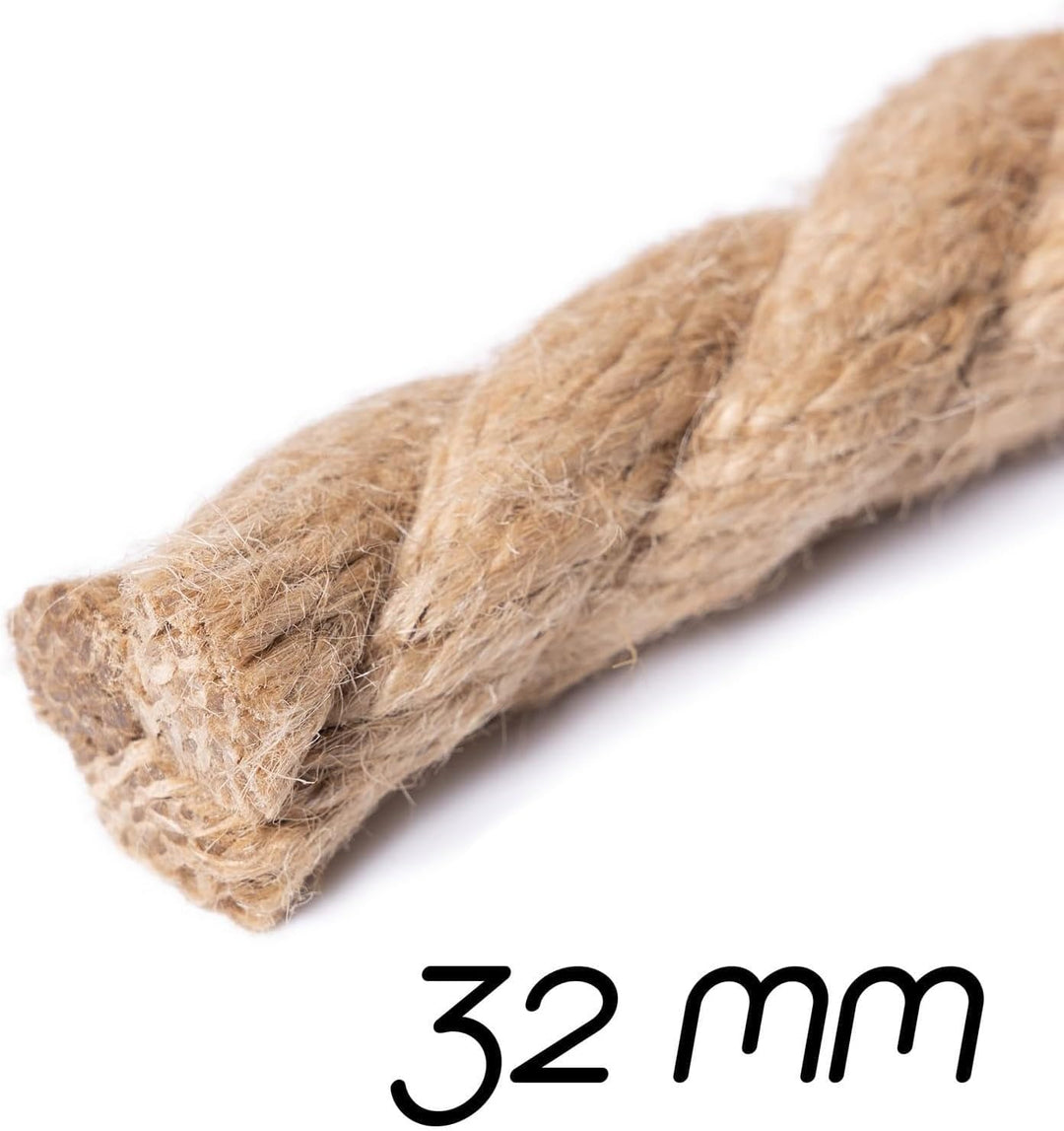 BooGardi Juteseil in Verschiedene Stärken und Längen · Ø 32mm Länge 20m · Naturware zum Basteln · Ma