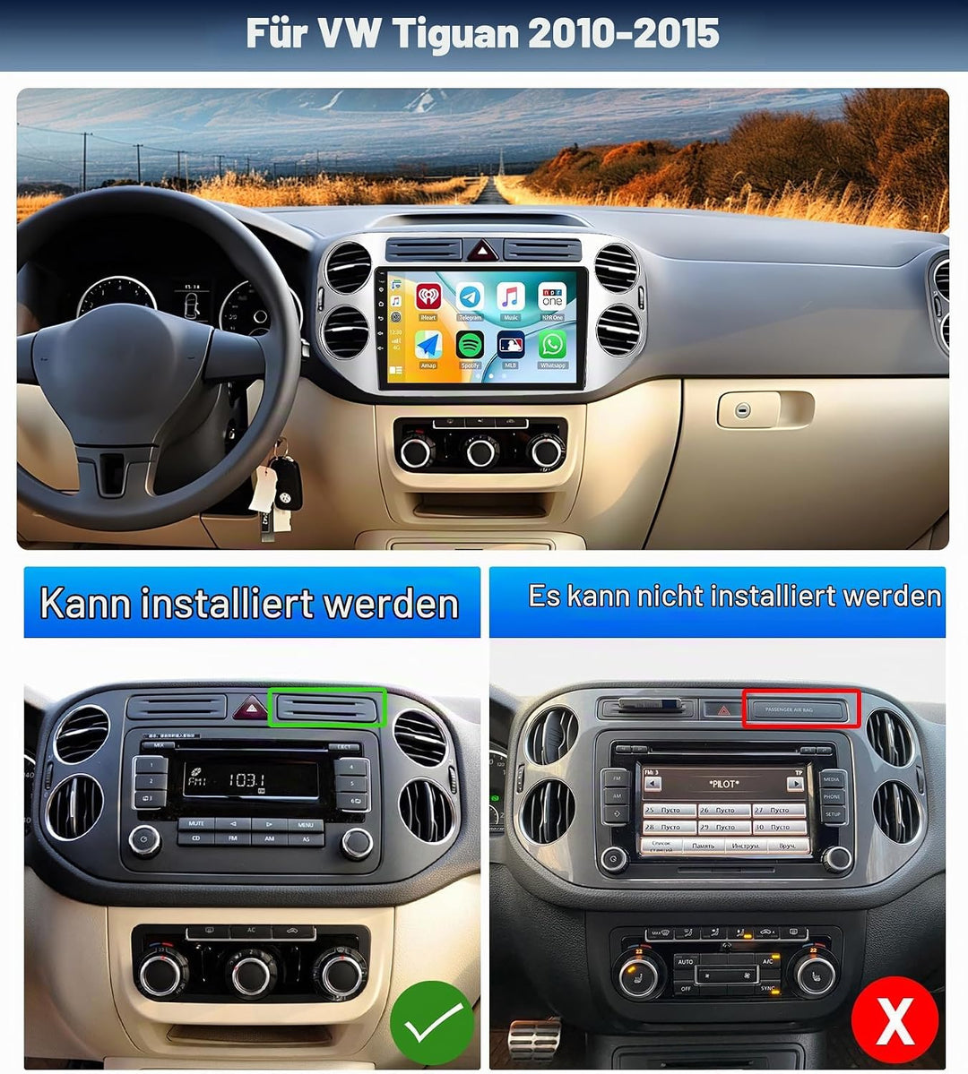 CAMECHO Android 13 [2G+64G] Autoradio für VW Tiguan (2010-2017),Radio2 DIN mit 9 Zoll Bildschirm Wir