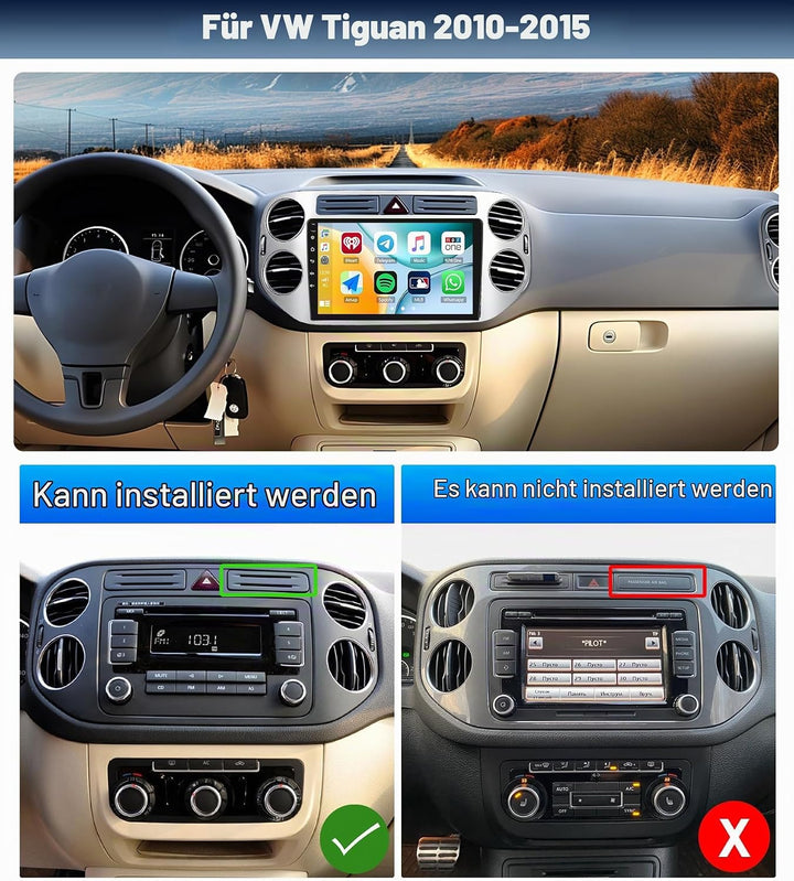 CAMECHO Android 13 [2G+64G] Autoradio für VW Tiguan (2010-2017),Radio2 DIN mit 9 Zoll Bildschirm Wir