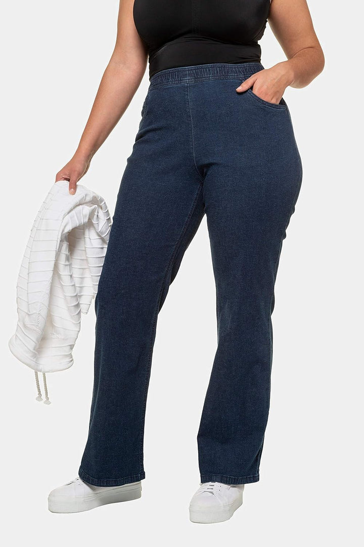 Ulla Popken Damen Marlene, Weit Jeans 32W / 32L Dark Blue Denim, 32W / 32L Dark Blue Denim