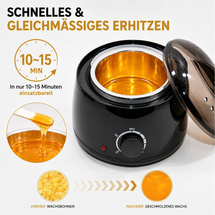 Wachsmaschine mit automatischer Temperaturregelung | 500ml für alle Wachsarten geeignet Wachsschmelz