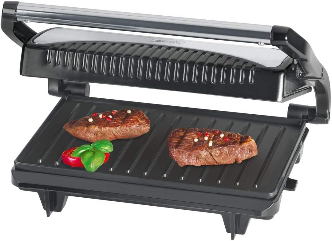 Clatronic® Kontaktgrill | beidseitiges fettfreies Grillen | 700W | antihaftbeschichtete Grillplatten