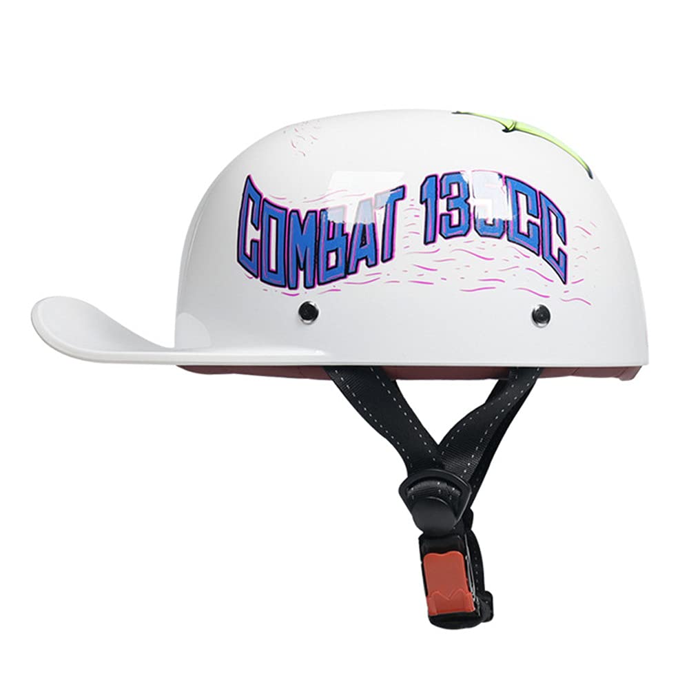 Woljay Jethelm Motorradhelm Baseball Kappe Jahrgang Halbhelm Retro Männer Frauen für Zerhacker Kreuz