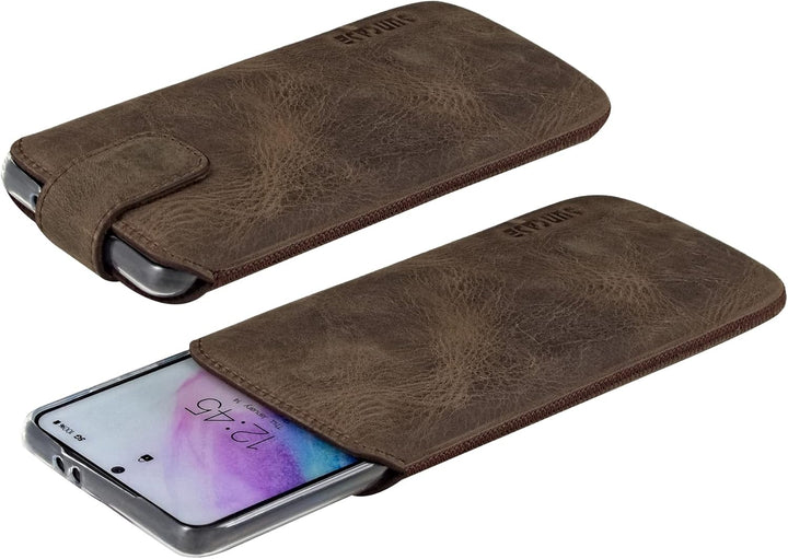 Suncase ECHT Ledertasche Leder Etui kompatibel mit Samsung Galaxy S25 FE Hülle Innenmasse: ca. 166 x