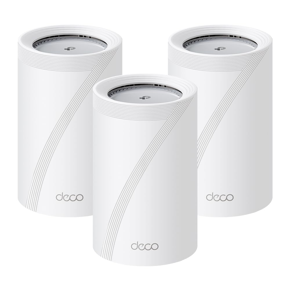 TP-Link Deco BE65 Pro Wi-Fi 7 Mesh WLAN Set(3er-Pack), Tri-Band BE9300 Router & Repeater, 2 × 5G-Por