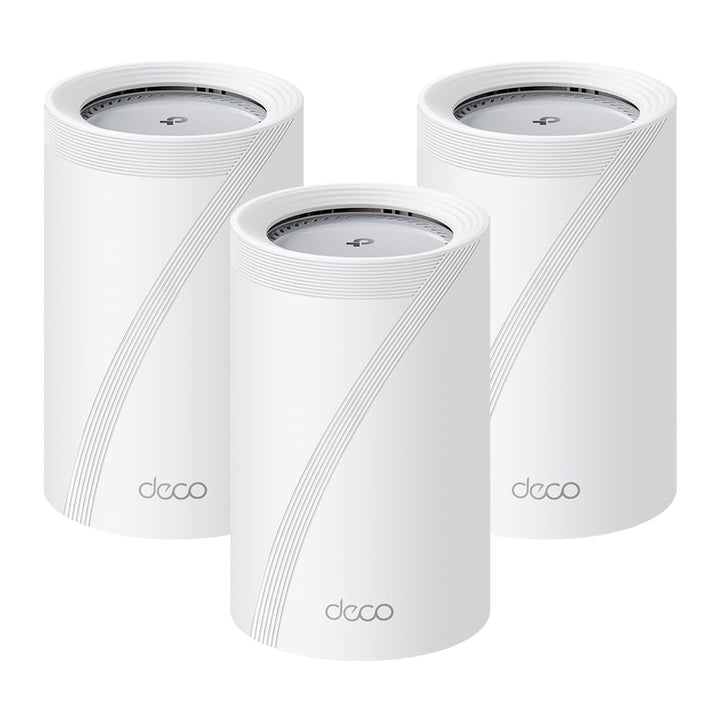 TP-Link Deco BE65 Pro Wi-Fi 7 Mesh WLAN Set(3er-Pack), Tri-Band BE9300 Router & Repeater, 2 × 5G-Por