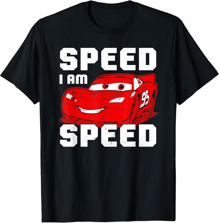 Mens Disney Pixar Cars McQueen SPEED I Am SPEED Graphic T-Shirt Medium Navy