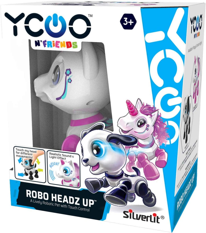 YCOO 88525 ROBO HEADZ UP Einhorn by Silverlit, Einhorn Roboter, Ton- und Lichteffekte, Roboter für K