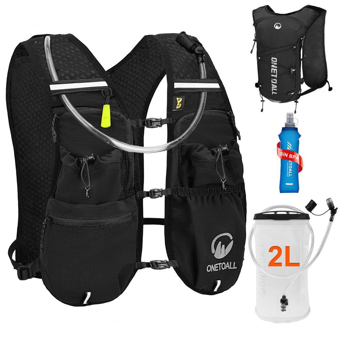 Laufweste Damen mit 2L TPU Trinkblase/500ml Trinkflasche, Leichter Trinkrucksack Laufen Herren 6L, R