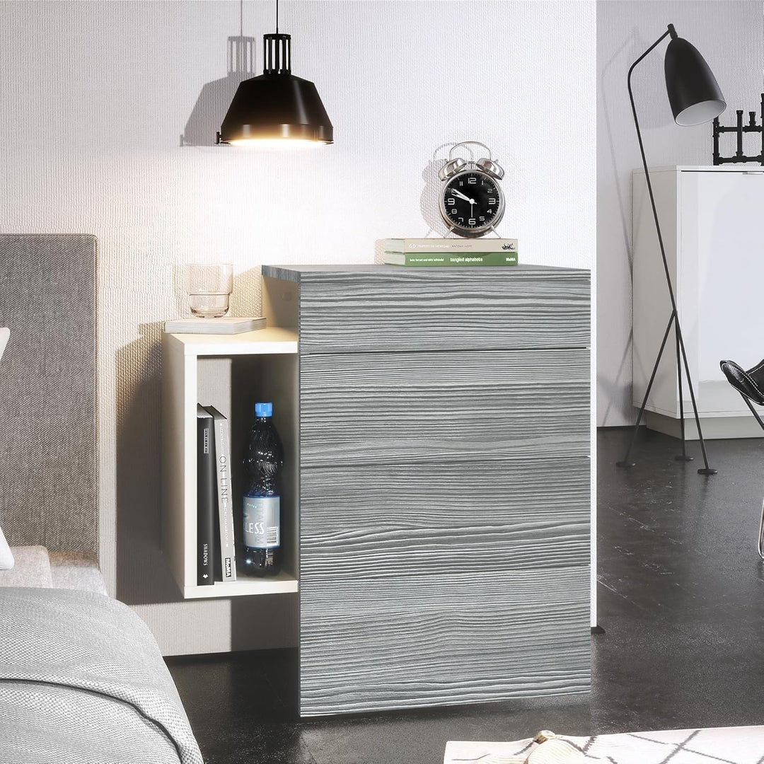 Vladon Nachttisch Queens, Made in Germany, Nachttischschrank mit 2 Schubladen und 1 seitlichem Fach
