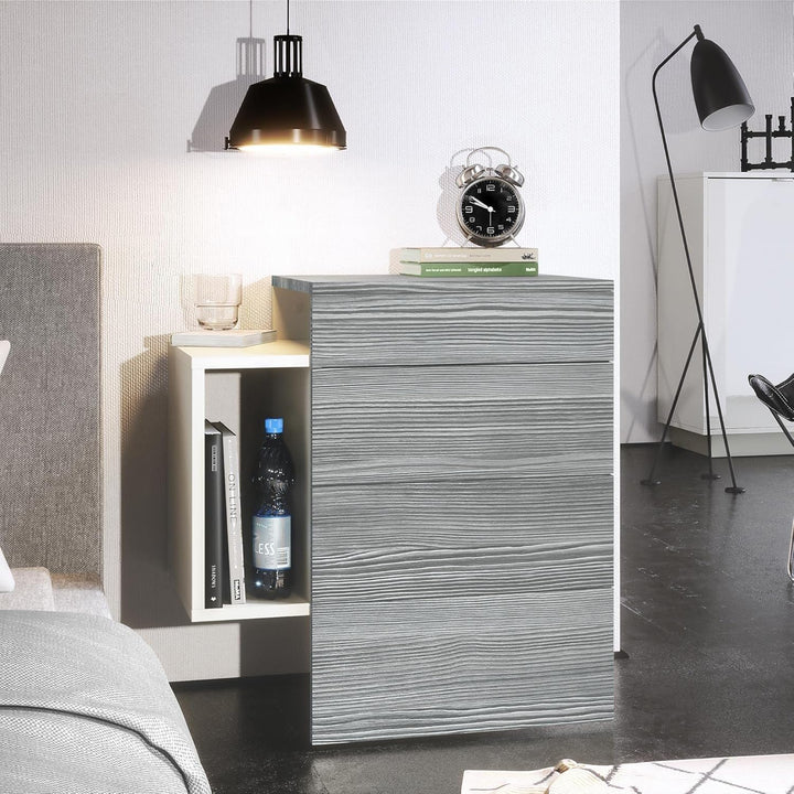 Vladon Nachttisch Queens, Made in Germany, Nachttischschrank mit 2 Schubladen und 1 seitlichem Fach