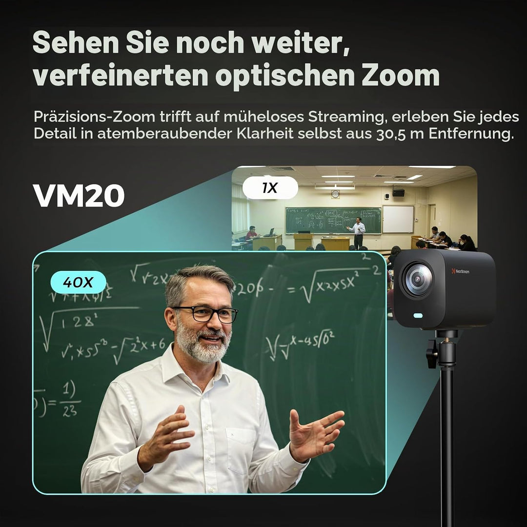 NearStream VM20 4K-Webcam für PC und Laptop, Streaming-Kamera mit einstellbarem Blickwinkel, HDMI/US