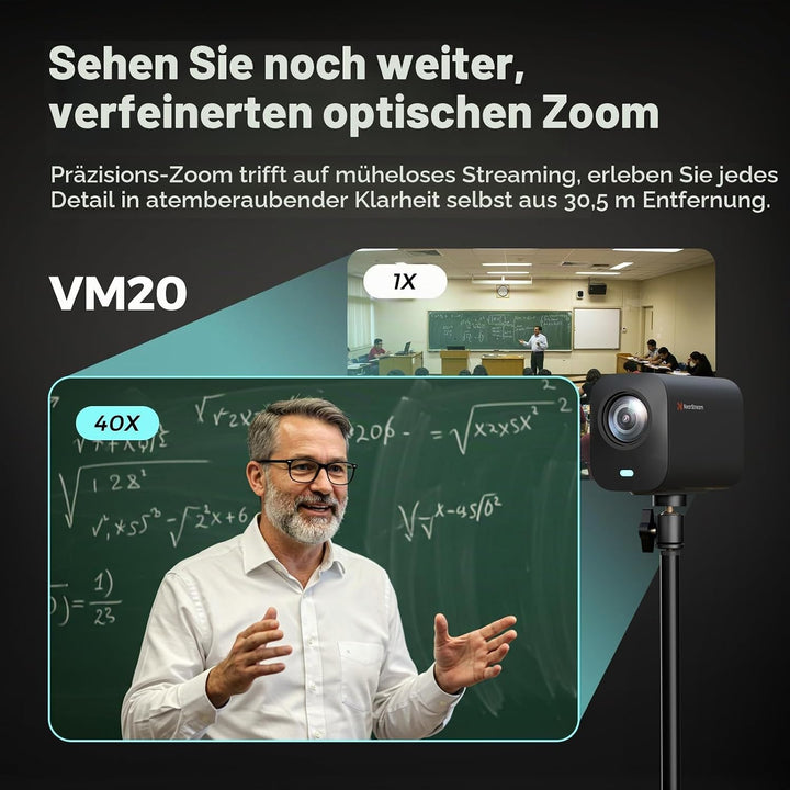 NearStream VM20 4K-Webcam für PC und Laptop, Streaming-Kamera mit einstellbarem Blickwinkel, HDMI/US