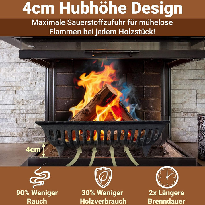 Amagabeli Kamin Feuerrost Brennholz Holzhalter Gusseisen Holz Kohle Kohlerost für Innen und Aussenbe