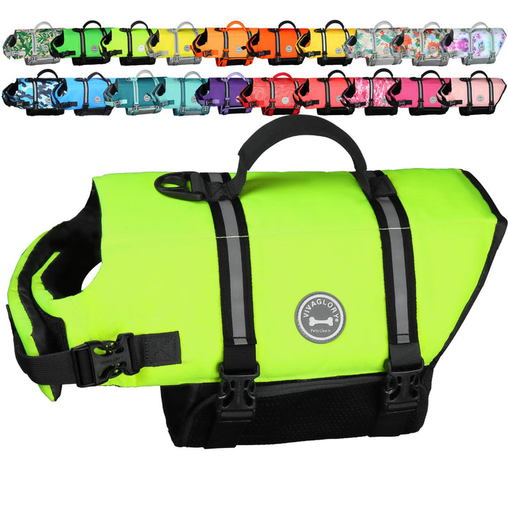 VIVAGLORY Ripstop Hunde Rettungsweste für Kleine Mittel Grosse Hunde Bootfahren, Hund Schwimmweste m