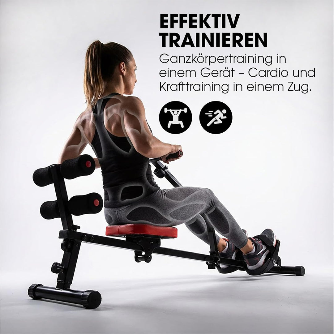 Kendox RowShaper - Rudergerät für Zuhause - Fitnessgerät für Cardio & Krafttraining - LCD Display -