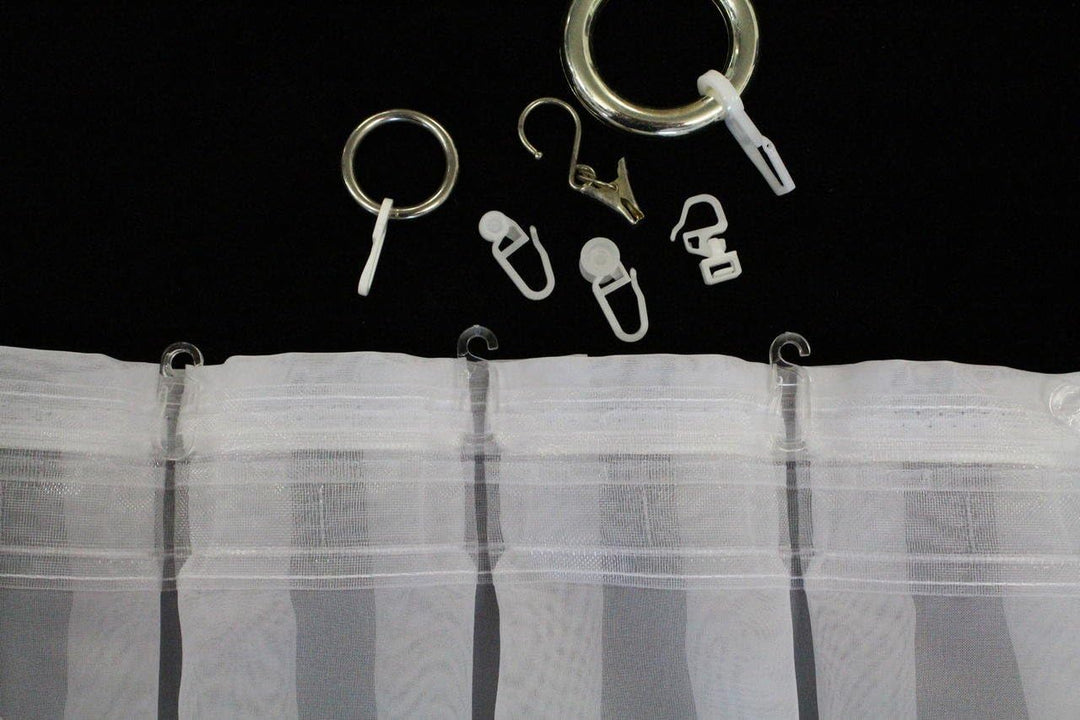 EASYHomefashion Fertiggardine nach Mass Voile Store weiss, massgefertigt, halbtransparent mit FLACHF