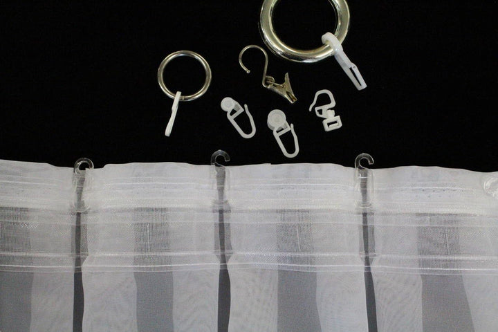 EASYHomefashion Fertiggardine nach Mass Voile Store weiss, massgefertigt, halbtransparent mit FLACHF