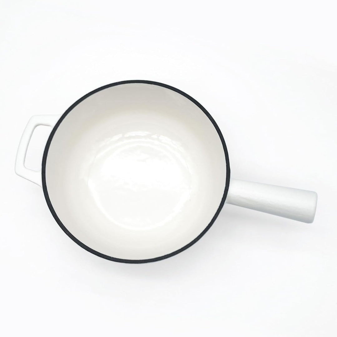 osoltus Fondue | Käsefondue | Fleischfondue Topf Gusseisen cremeweiss 6 Personen Emaille Cremeweiss