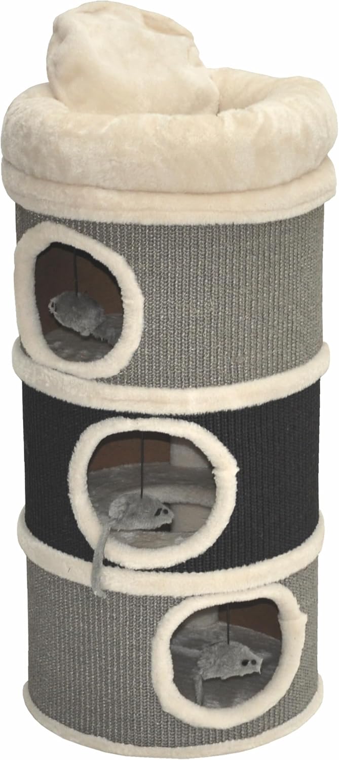 nanook Kratztonne Bella aus Sisal, Höhe 80 cm, Spieltonne für Katzen ø 35 cm, Katzenkratzbaum mit 3